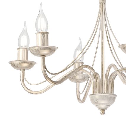 Luster na reťazi ANTON 6xE14/60W/230V biela patina