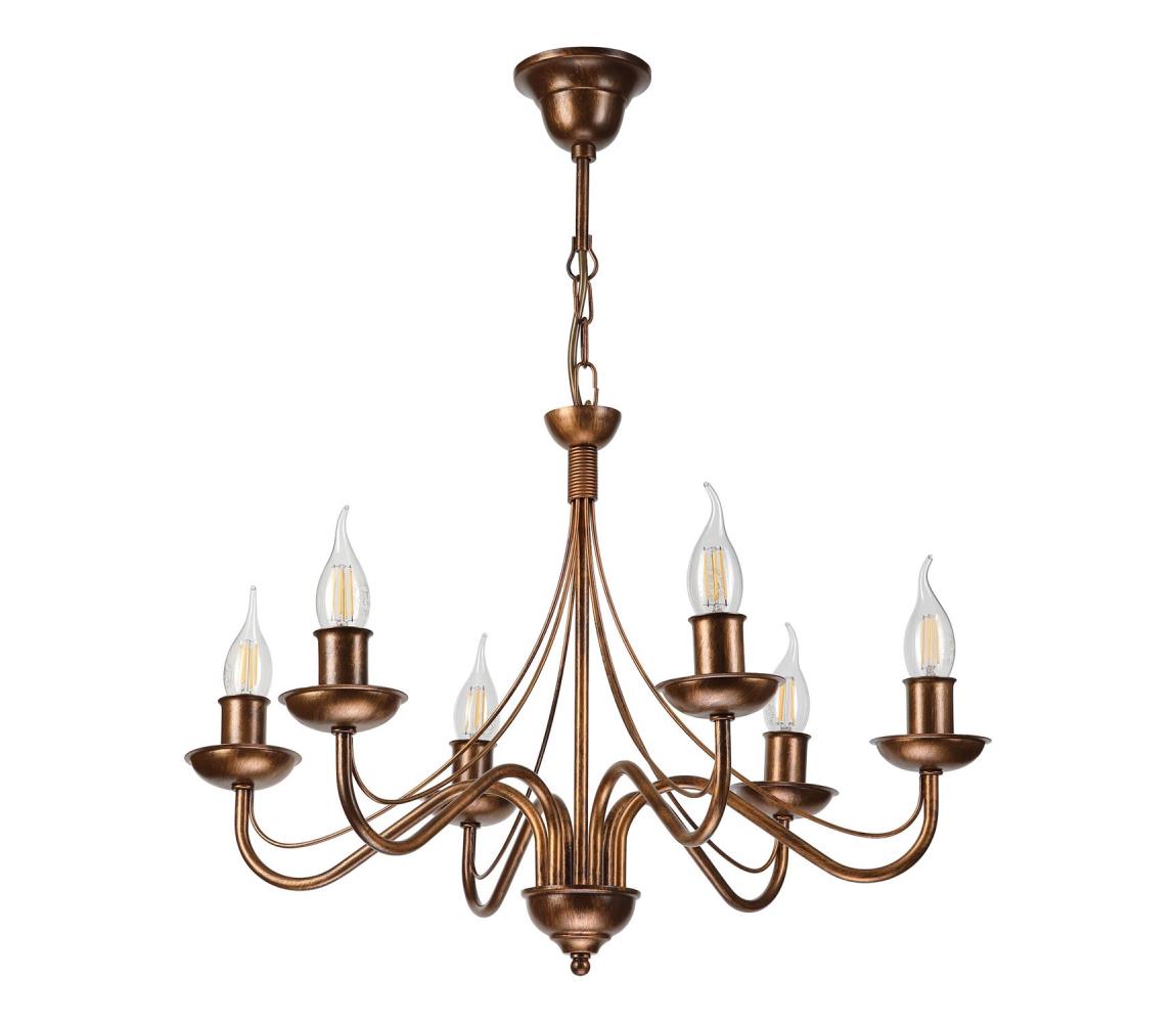 Luster na reťazi ANTON 6xE14/60W/230V bronzový LM-6.294/BRĄZ