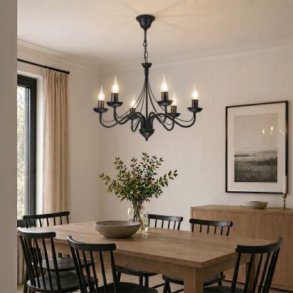 Luster na reťazi ANTON 6xE14/60W/230V čierna
