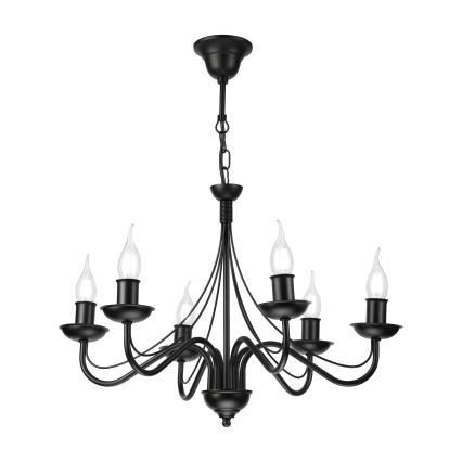 Luster na reťazi ANTON 6xE14/60W/230V čierna