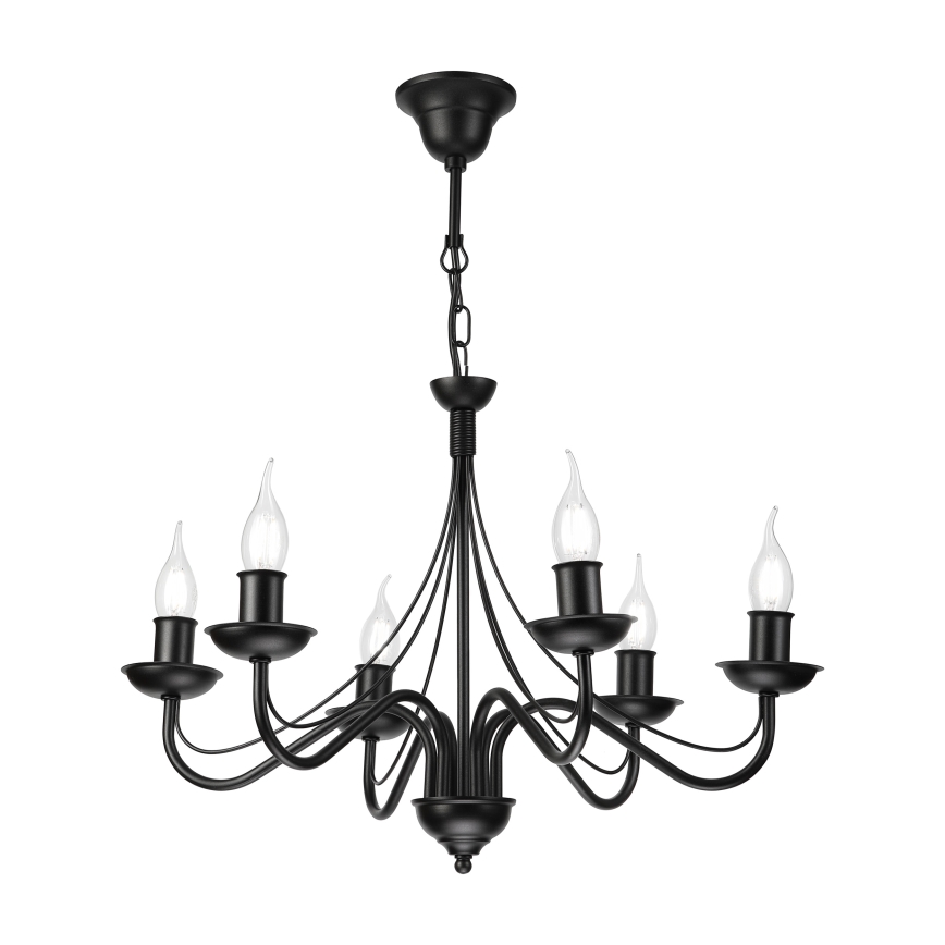 Luster na reťazi ANTON 6xE14/60W/230V čierna