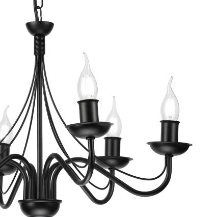 Luster na reťazi ANTON 6xE14/60W/230V čierna