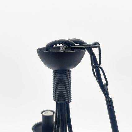 Luster na reťazi ANTON 6xE14/60W/230V čierna