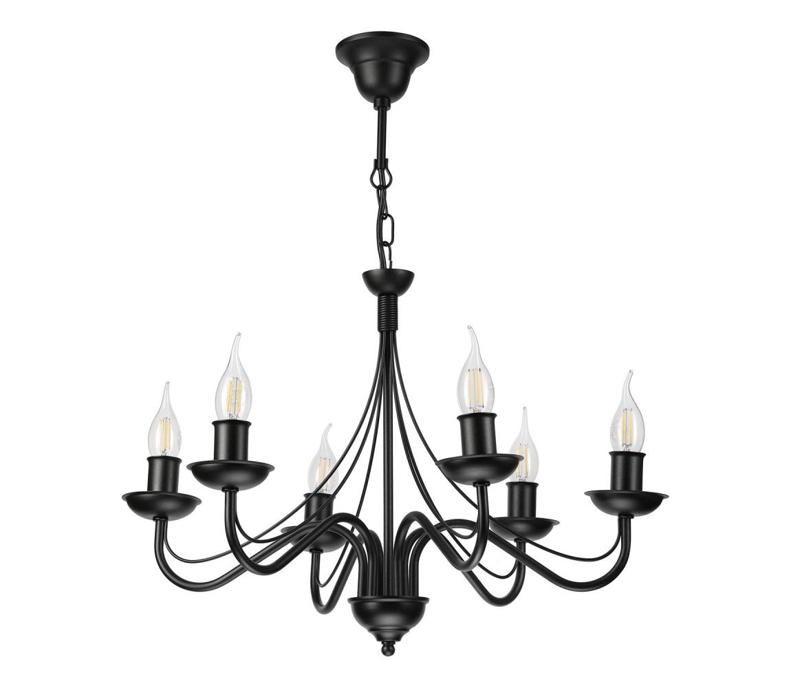 Luster na reťazi ANTON 6xE14/60W/230V čierny LM-6.294/CZARNY