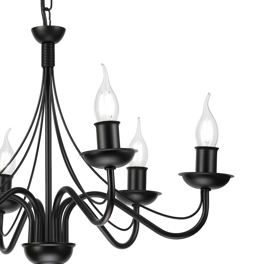 Luster na reťazi ANTON 6xE14/60W/230V čierny