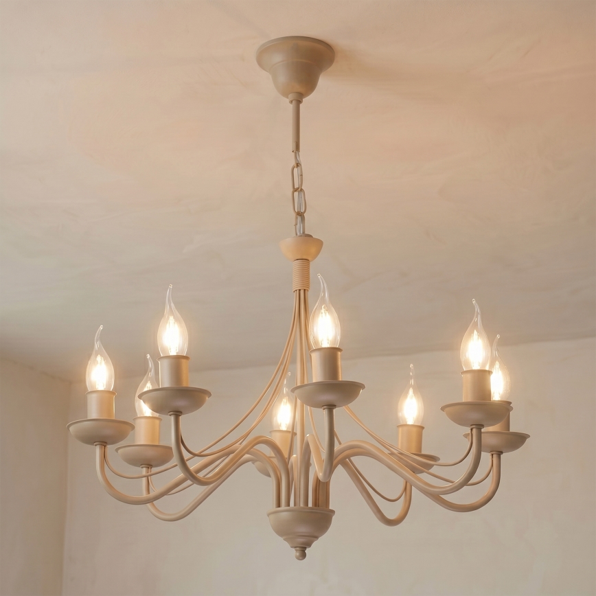 Luster na reťazi ANTON 8xE14/60W/230V béžová