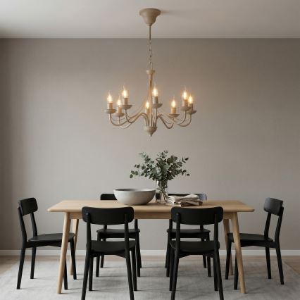 Luster na reťazi ANTON 8xE14/60W/230V béžová