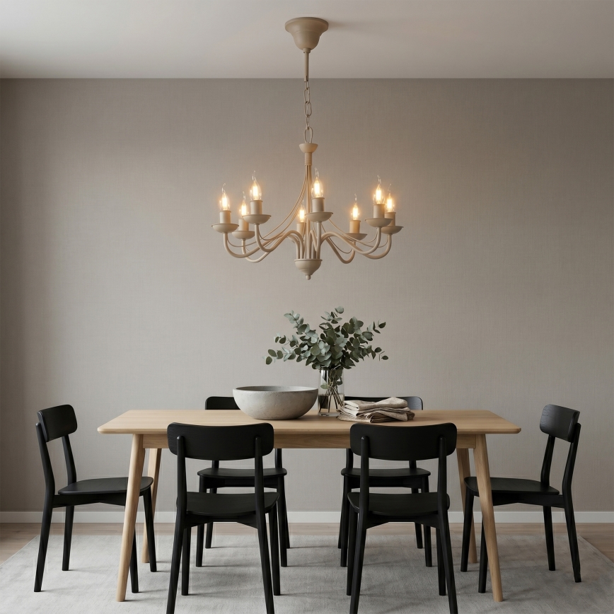 Luster na reťazi ANTON 8xE14/60W/230V béžový