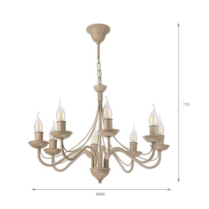 Luster na reťazi ANTON 8xE14/60W/230V béžový