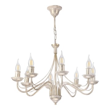 Luster na reťazi ANTON 8xE14/60W/230V biela patina