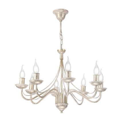 Luster na reťazi ANTON 8xE14/60W/230V biela patina