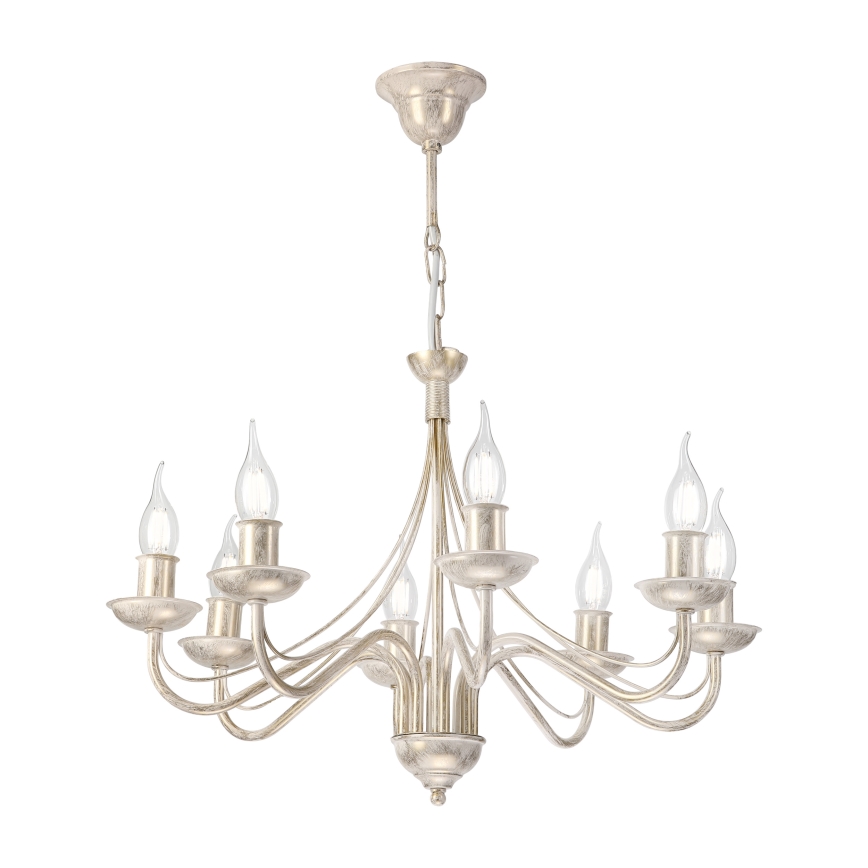 Luster na reťazi ANTON 8xE14/60W/230V biela patina