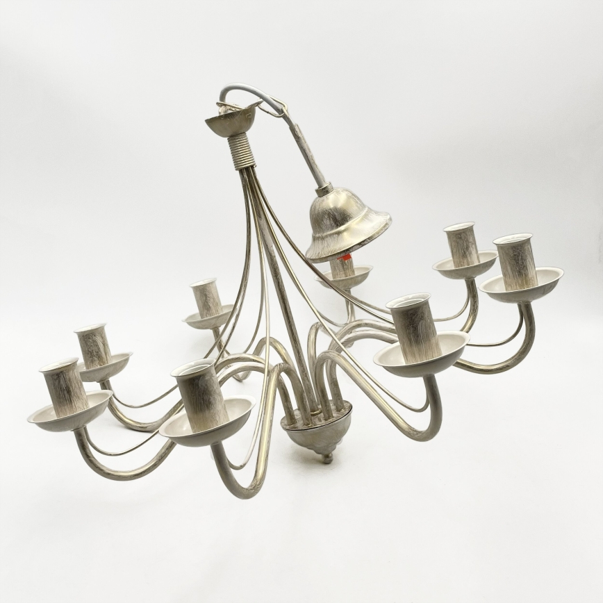 Luster na reťazi ANTON 8xE14/60W/230V biela patina