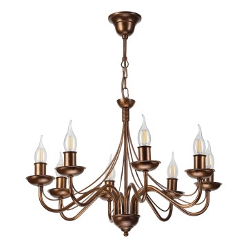 Luster na reťazi ANTON 8xE14/60W/230V bronzová