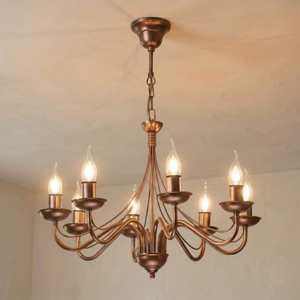 Luster na reťazi ANTON 8xE14/60W/230V bronzová
