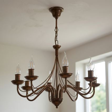 Luster na reťazi ANTON 8xE14/60W/230V bronzová