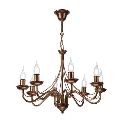 Luster na reťazi ANTON 8xE14/60W/230V bronzová