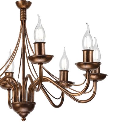 Luster na reťazi ANTON 8xE14/60W/230V bronzová