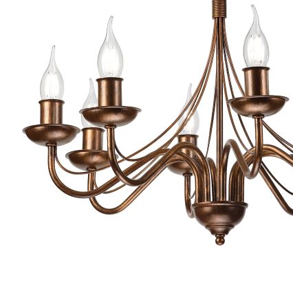 Luster na reťazi ANTON 8xE14/60W/230V bronzová