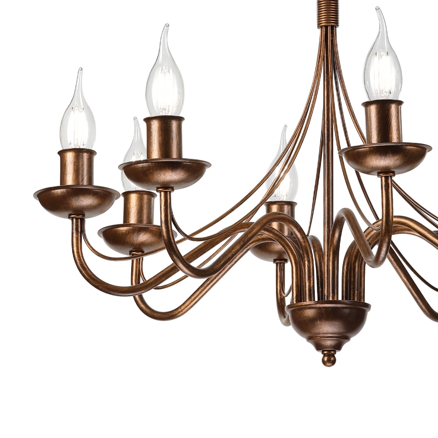 Luster na reťazi ANTON 8xE14/60W/230V bronzová