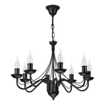 Luster na reťazi ANTON 8xE14/60W/230V čierna