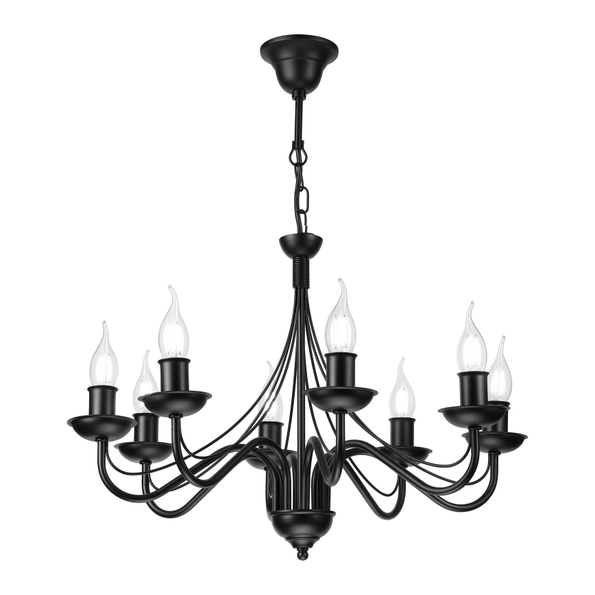 Luster na reťazi ANTON 8xE14/60W/230V čierna