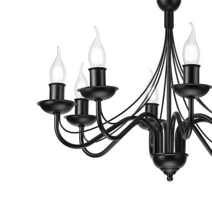 Luster na reťazi ANTON 8xE14/60W/230V čierna