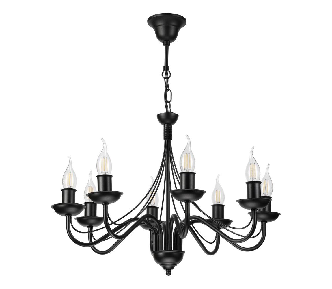 Luster na reťazi ANTON 8xE14/60W/230V čierny LM-8.294/CZARNY