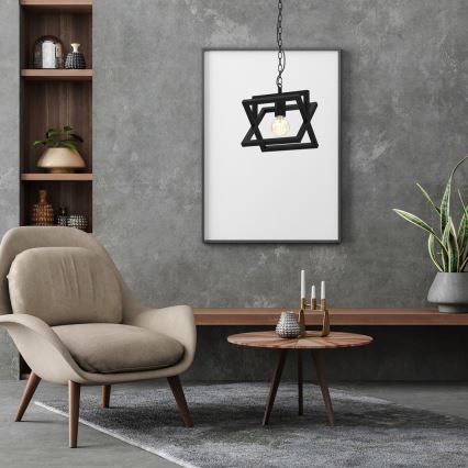 Luster na reťazi ARNOLD 1xE27/60W/230V čierna