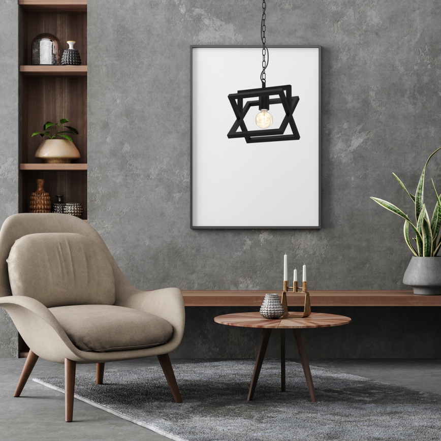 Luster na reťazi ARNOLD 1xE27/60W/230V čierna