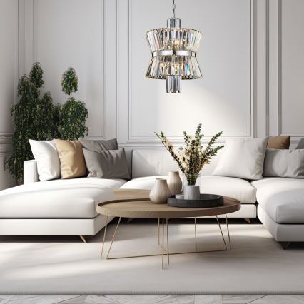 Luster na reťazi AURELIA 8xE14/40W/230V matný chróm
