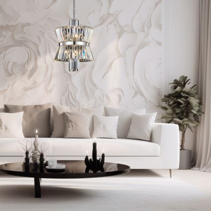 Luster na reťazi AURELIA 8xE14/40W/230V matný chróm