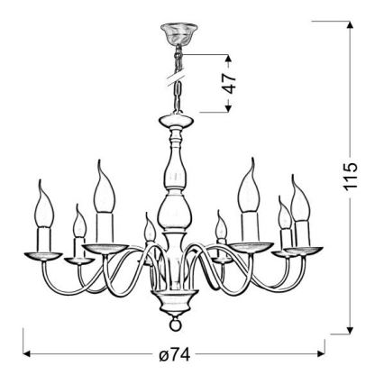 Luster na reťazi BELLAGIO 8xE14/40W/230V