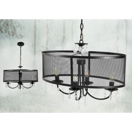 Luster na reťazi BRESSO 4xE14/12W/230V čierna