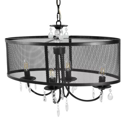 Luster na reťazi BRESSO 4xE14/12W/230V čierna