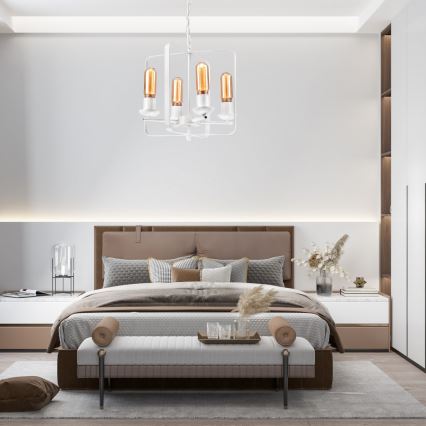 Luster na reťazi CEDRIC II 4xE27/60W/230V biela