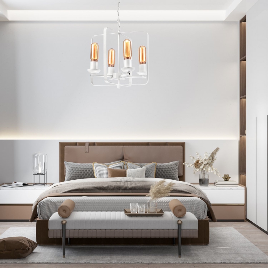 Luster na reťazi CEDRIC II 4xE27/60W/230V biela