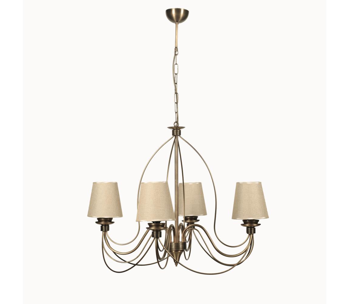 Luster na reťazi CLASSIC 4xE14/40W/230V bronzová/béžová 846STL1468