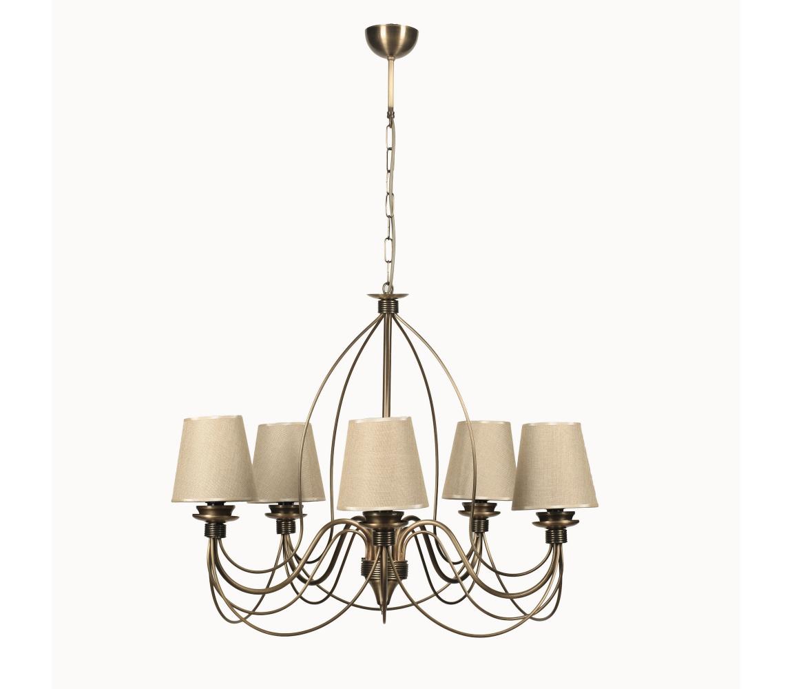 Luster na reťazi CLASSIC 5xE14/40W/230V bronzový/béžový 846STL1469