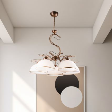 Luster na reťazi COBRA 5xE27/60W/230V bronz/patina