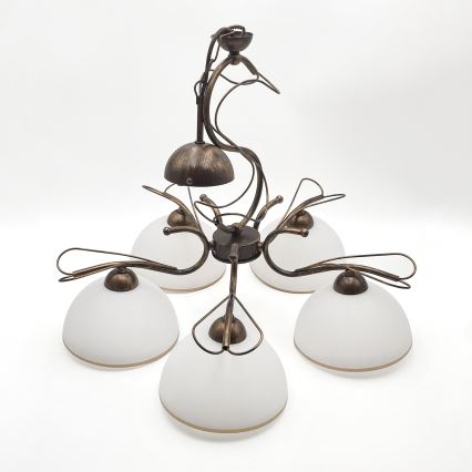 Luster na reťazi COBRA 5xE27/60W/230V bronz/patina