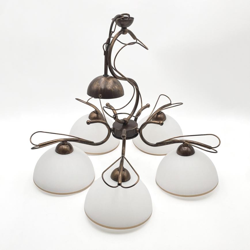 Luster na reťazi COBRA 5xE27/60W/230V bronz/patina