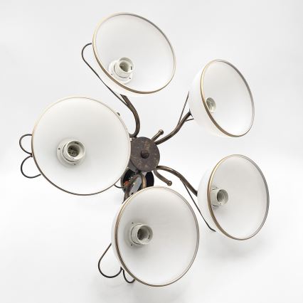 Luster na reťazi COBRA 5xE27/60W/230V bronz/patina