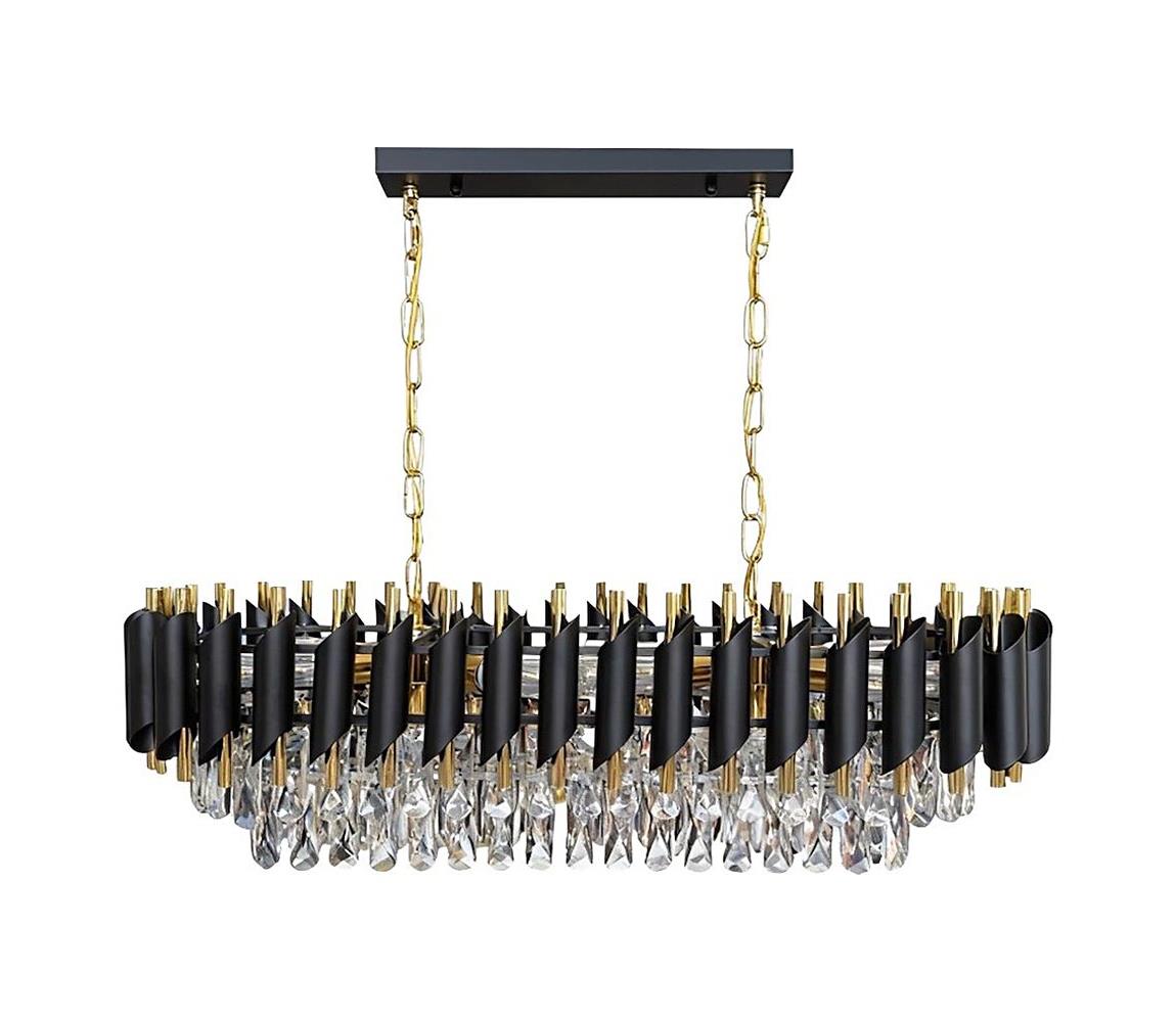 Luster na reťazi CRISTAL 10xE14/10W/230V čierna/zlatá ML2518