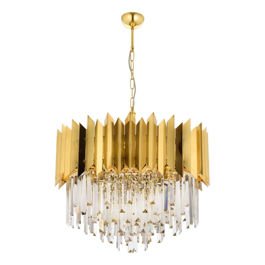 Luster na reťazi CRYSTALLINE 8xE27/40W/230V zlatý