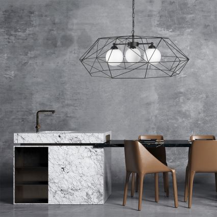 Luster na reťazi DEXA 3xG9/10W/230V čierny