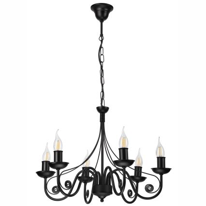 Luster na reťazi DONATO 6xE14/40W/230V čierna