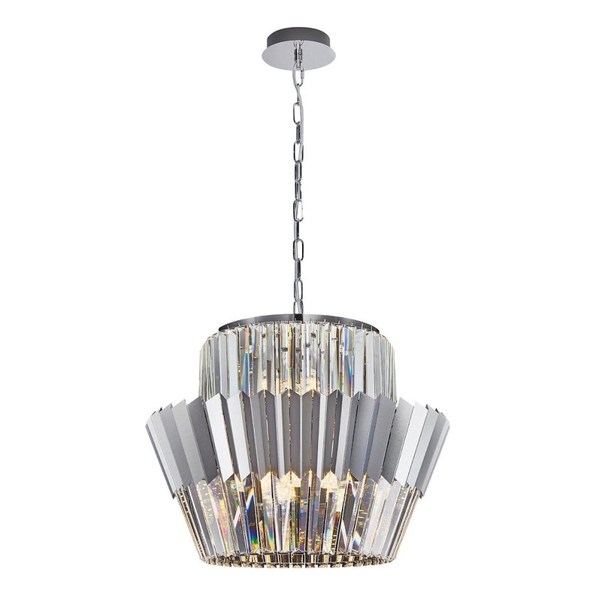 Luster na reťazi DONNA 12xE14/40W/230V pr. 55 cm matný chróm