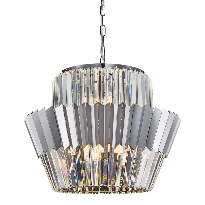 Luster na reťazi DONNA 12xE14/40W/230V pr. 55 cm matný chróm
