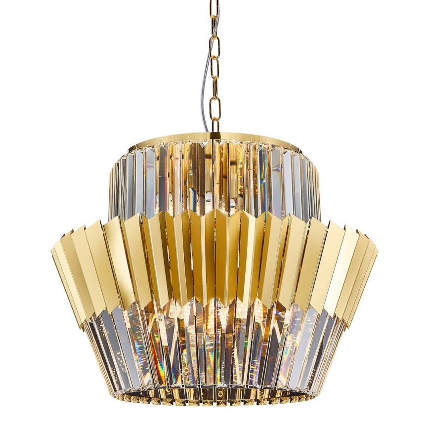 Luster na reťazi DONNA 12xE14/40W/230V pr. 55 cm zlatá